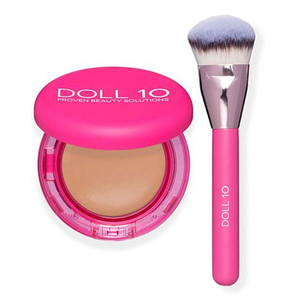 100% Authentic Doll 10 Peptide Bounce Balm Foundation with Brush Light/Medium